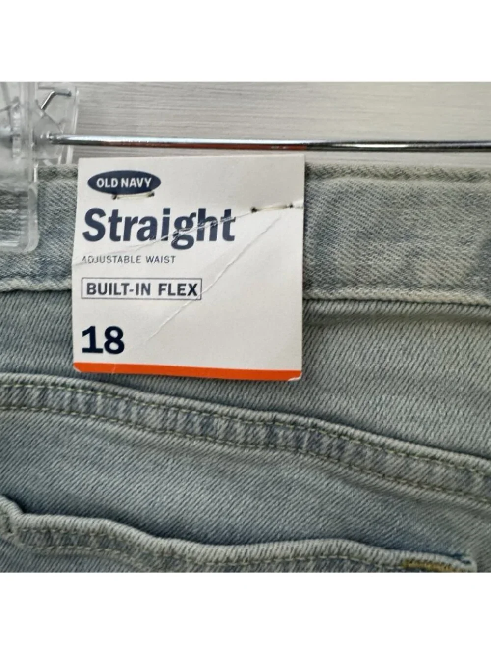 Old Navy Boys 18 Straight Built-In Flex Distressed Jeans Adjustable Waist NWT